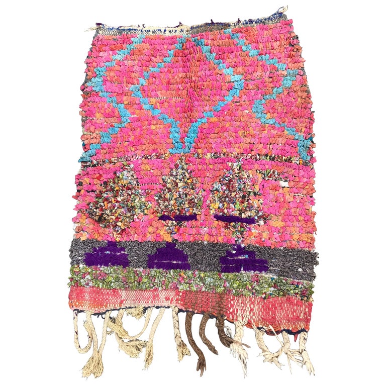 Tamenna Moroccan Rug Berber Boucherouite Handmade Upcycled Vintage Masterpiece For Boho Home Decor