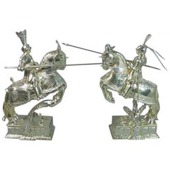 Pair of German Silver Knights on Horseback