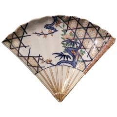 Late 17th Century Genroku Period Japanese Imari Porcelain Fan-Shaped Dish