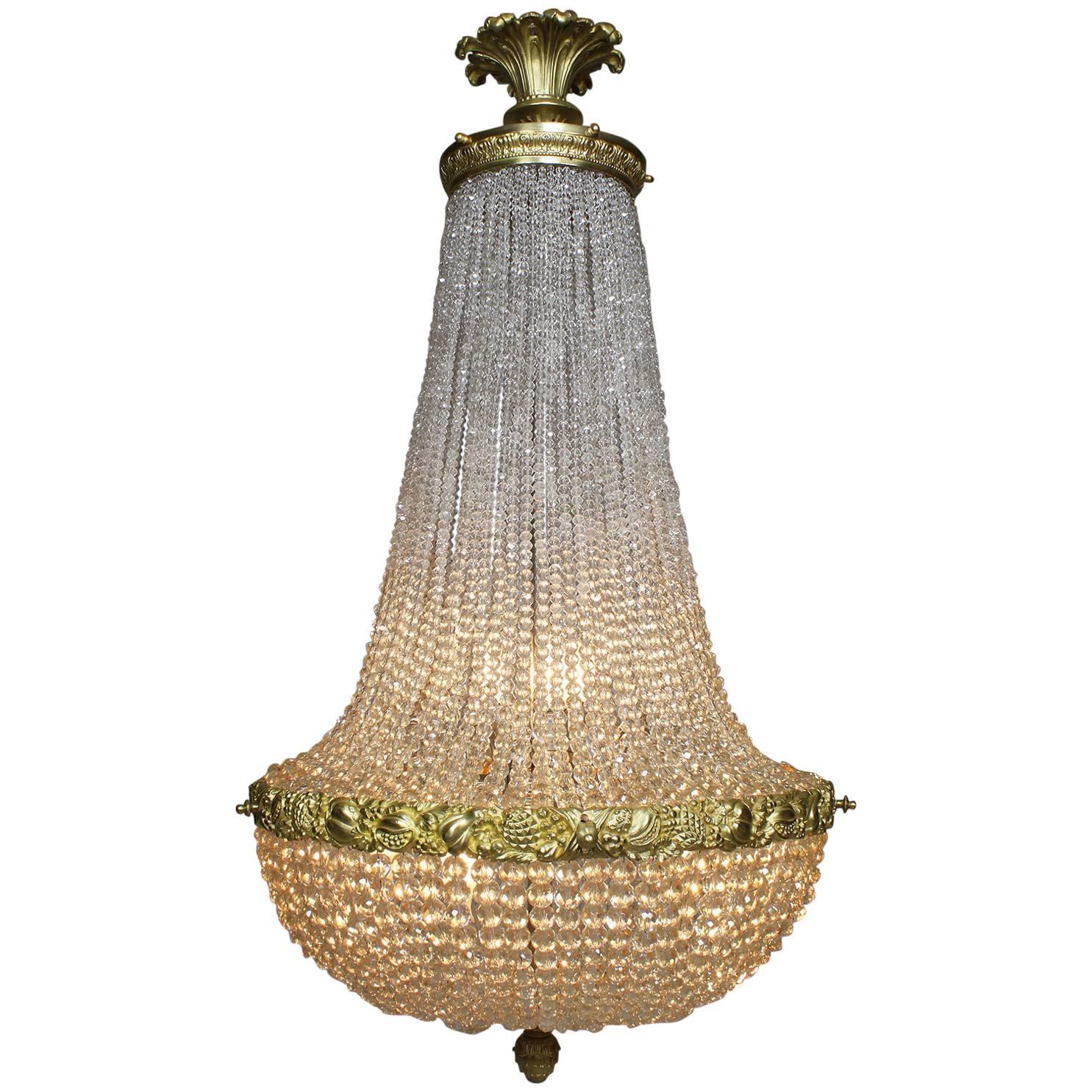 French 19th Century Louis XVI Style Gilt-Bronze and Cut-Glass Chandelier For Sale