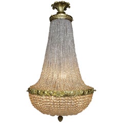 French 19th Century Louis XVI Style Gilt-Bronze and Cut-Glass Chandelier