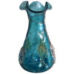 Bohemian Jugendstil Pallme Koenig Trail Glass Vase circa 1900