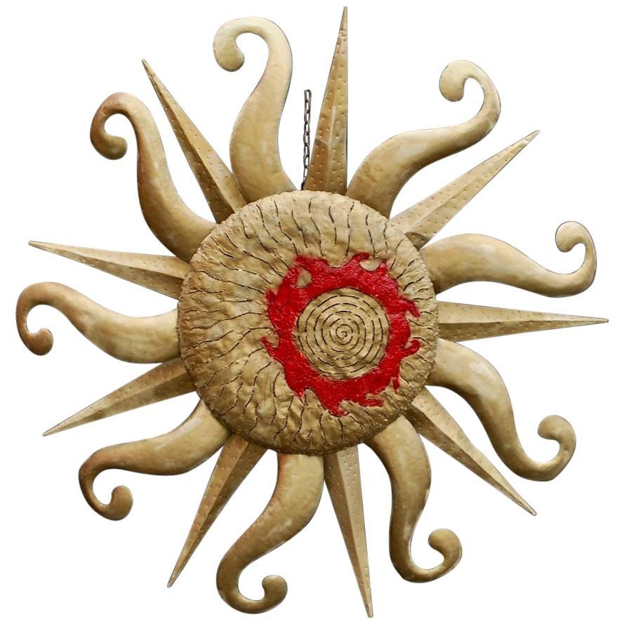  Rare and Large Handmade Brutalist Sculpture of the Sun style of Tony Duquette 