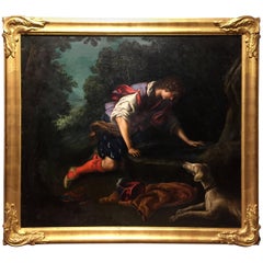 1876 Painting by Bianchini, after Francesco Curradi, "Narcissus at the Fountain"