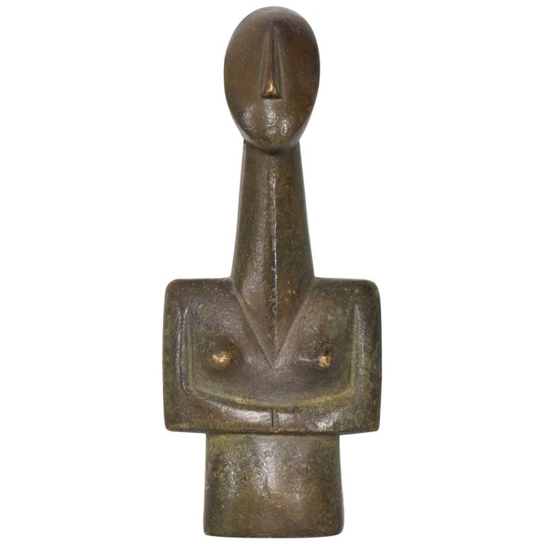 Modern Bronze Sculpture "Fertility Goddess Statue" Style at