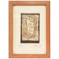 Mid 20th Century Modern Etching 28/35  Signed Art in the Style of Miro Calder