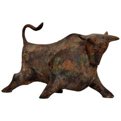 Mid-Century Modern Japanese Iron Bull Table Sculpture