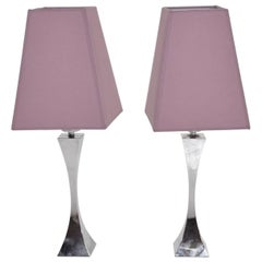 Pair of Italian Chrome Table Lamps by Tonello & Montagna Grillo, Midcentury Era