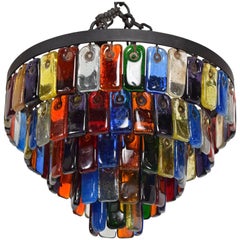 Mexican Modernist Glass Chandelier by Feders