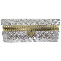 French Cut Crystal and Brass Jewelry Box