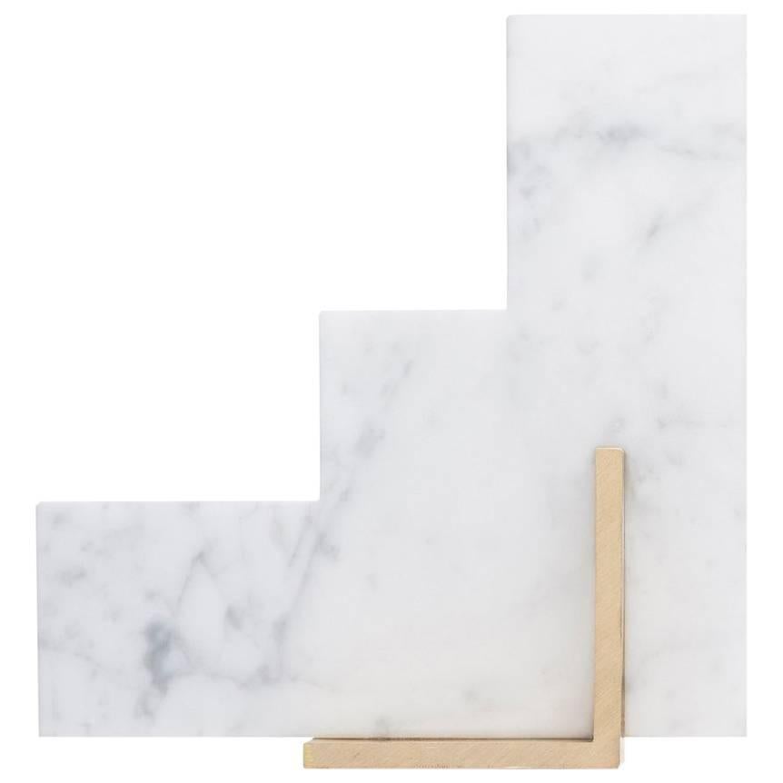Steppy Bookend in Carrara Marble For Sale