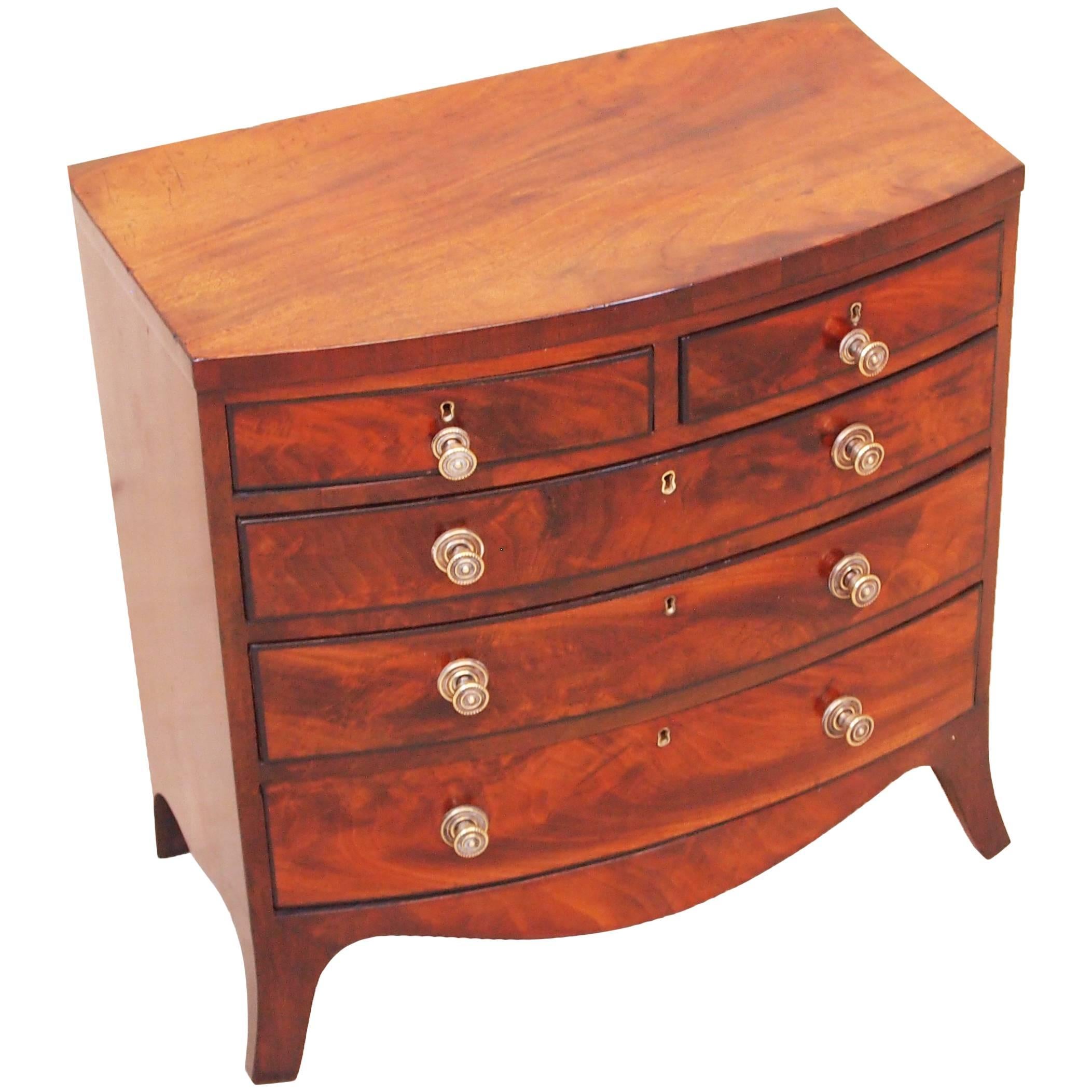 Antique Georgian Miniature Bowfront Chest of Drawers For Sale
