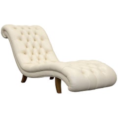 Chesterfield Chaiselongue Creme Leather One Seat Couch