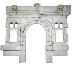 Antique 19th Century Gothic Arched Bath Stone Doorway Entranceway with Mullion Windows