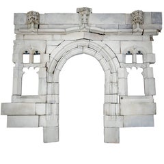 Antique 19th Century Gothic Arched Bath Stone Doorway Entranceway with Mullion Windows 