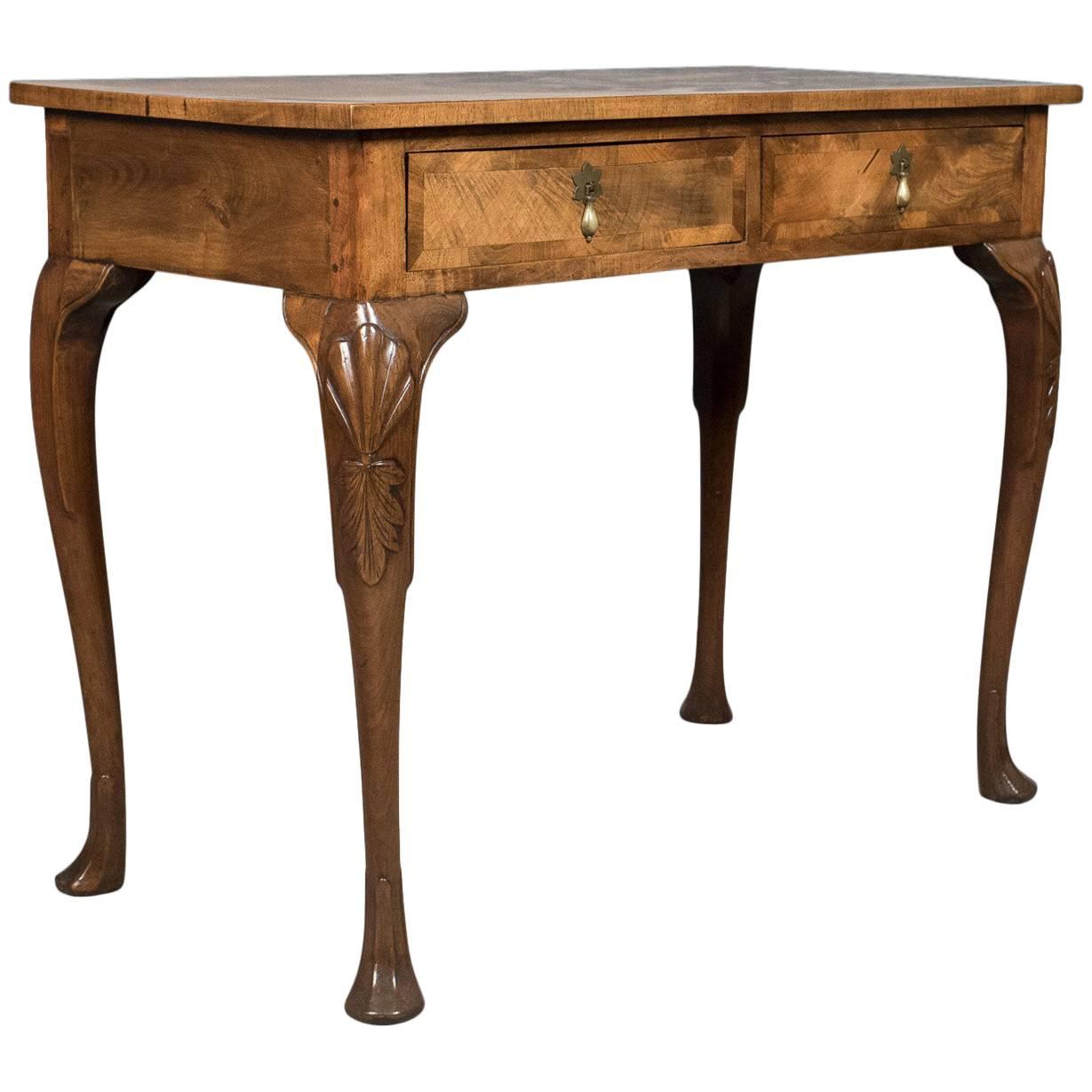 Edwardian Antique Side Table with Drawers, English, Walnut, circa 1910