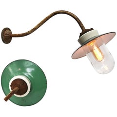 Ocean Green Enamel Porcelain Glass Cast Iron Vintage Industrial Wall Light