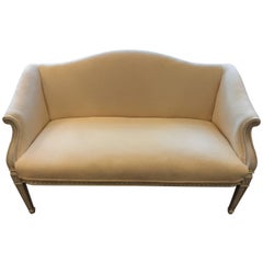 Fit for a Princess Creamy Upholstered and Painted Wood Loveseat