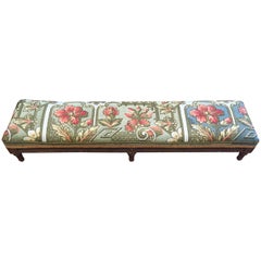 Rare Gorgeous Antique French Footstool Bench with Intricate Beadwork Upholstery