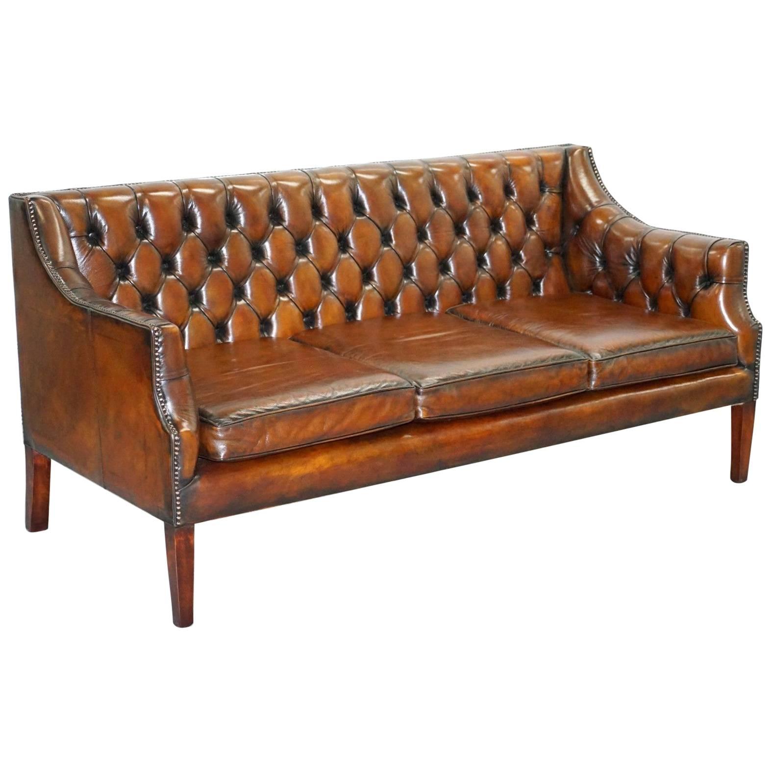New George Smith Chesterfield Brown Leather Sofa Armchairs Available