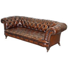 Viktorianisches 1890 gestempeltes Cornelius v Smith Chesterfield Ledersofa Braunes Leder