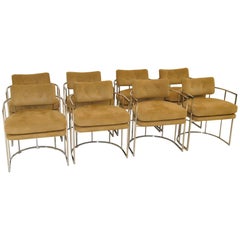 Eight Chrome Modern Barrel Chairs by Milo Baughman for Thayer Coggins