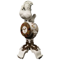 19th Century Japanese Hirado Porcelain Rooster and Hen on a War Drum Figure