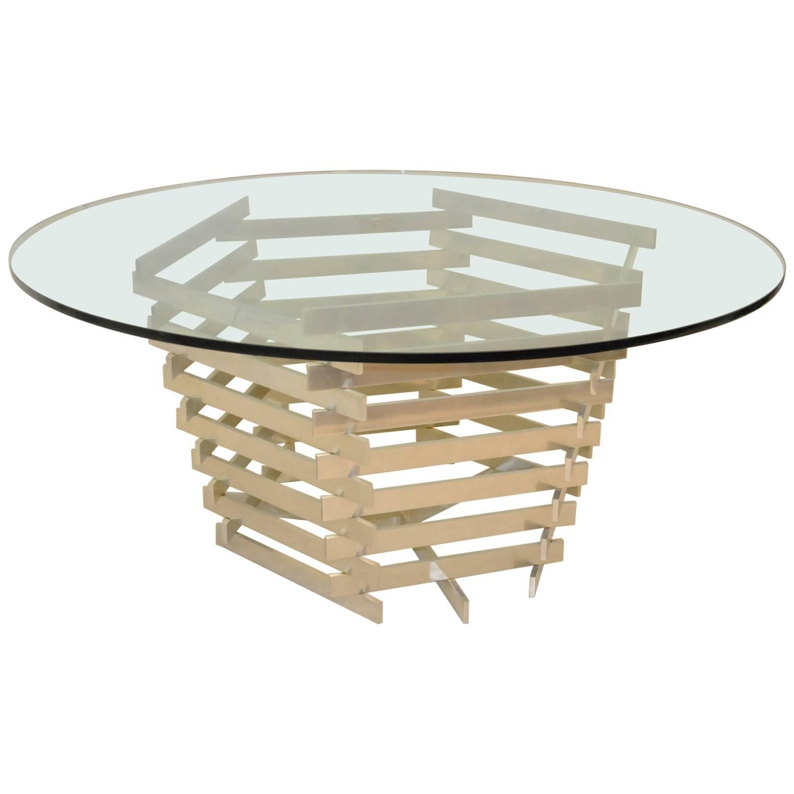 Stacked Aluminum Dining Room Table Base by Paul Mayen For Sale