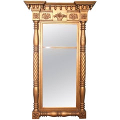 Antique Federal Gilt and Carved Looking Glass Mirror