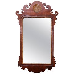 Antique Queen Anne Mahogany Mirror with Scalloped Crest
