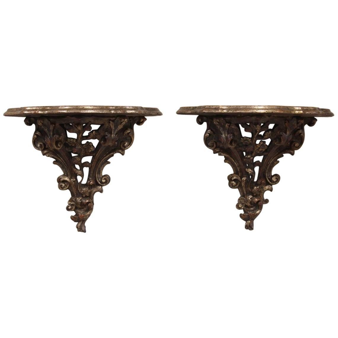 Pair of Carved Wall Brackets, circa 1920s For Sale