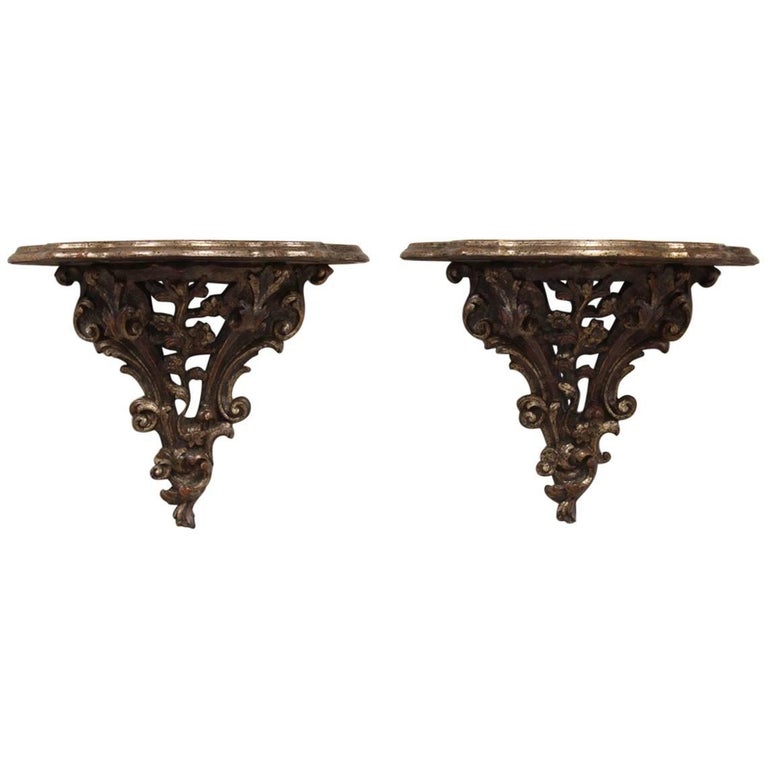 Pair of 1970's Italian Wood Brackets at 1stdibs