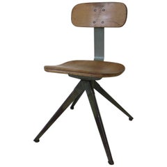 Splayed Leg Industrial Desk / Side Chair in the Style of Prouve or Olsen