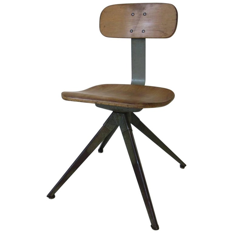 Splayed Leg Industrial Desk / Side Chair in the Style of Prouve or Olsen at 1stDibs industrial