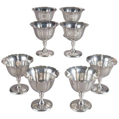 Set of Eight Sterling Silver Stemmed Dessert Cups, 20 toz, 20th Century