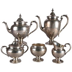 Vintage Five-Piece Gorham Sterling Silver Footed Coffee and Tea Set