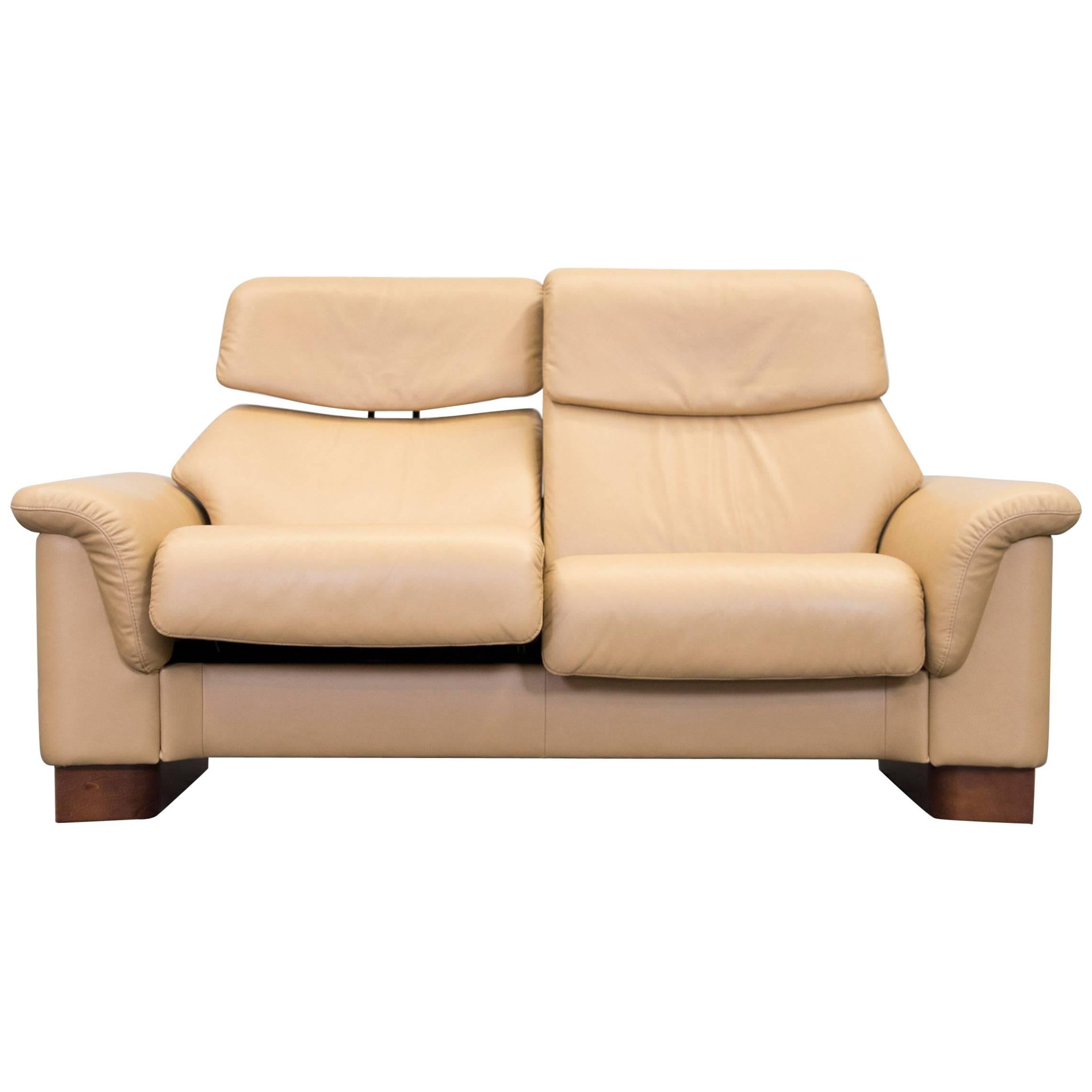 Ekornes Stressless Designer Spirit Sofa Ocre Brown Leather Relax Function Couch