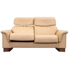 Used Ekornes Stressless Designer Spirit Sofa Ocre Brown Leather Relax Function Couch