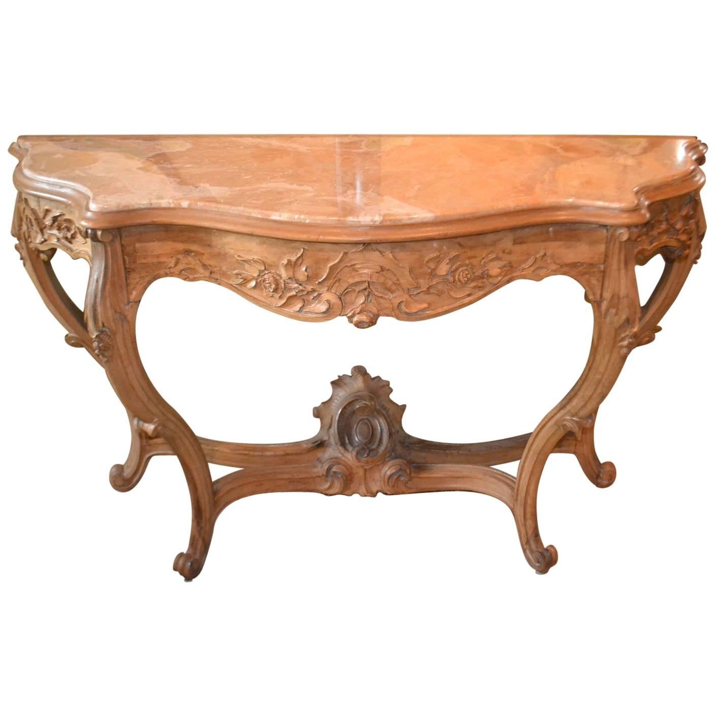 19th Century Italian, Fruitwood Console Table For Sale