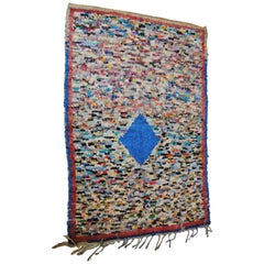Moroccan Vintage Hand Loomed Boucherouite Rug, Atlas Mountains