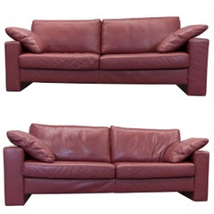 Ewald Schillig Designer Two Seater Couch Set Leather Red Couch Modern