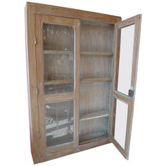 French 19th Century Narrow Glass Cabinet with Two Doors and Three Shelves