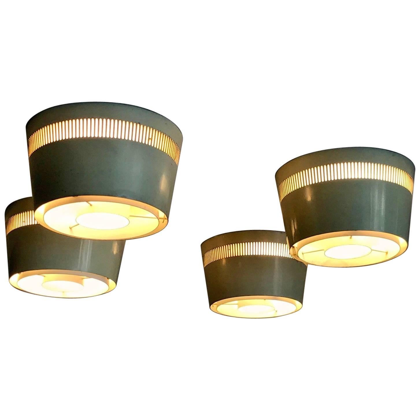 Set of Four Ceiling Lights by Itsu, Finland, 1950s For Sale