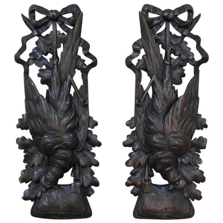 Pair of 19th Century Game Black Forest Carvings