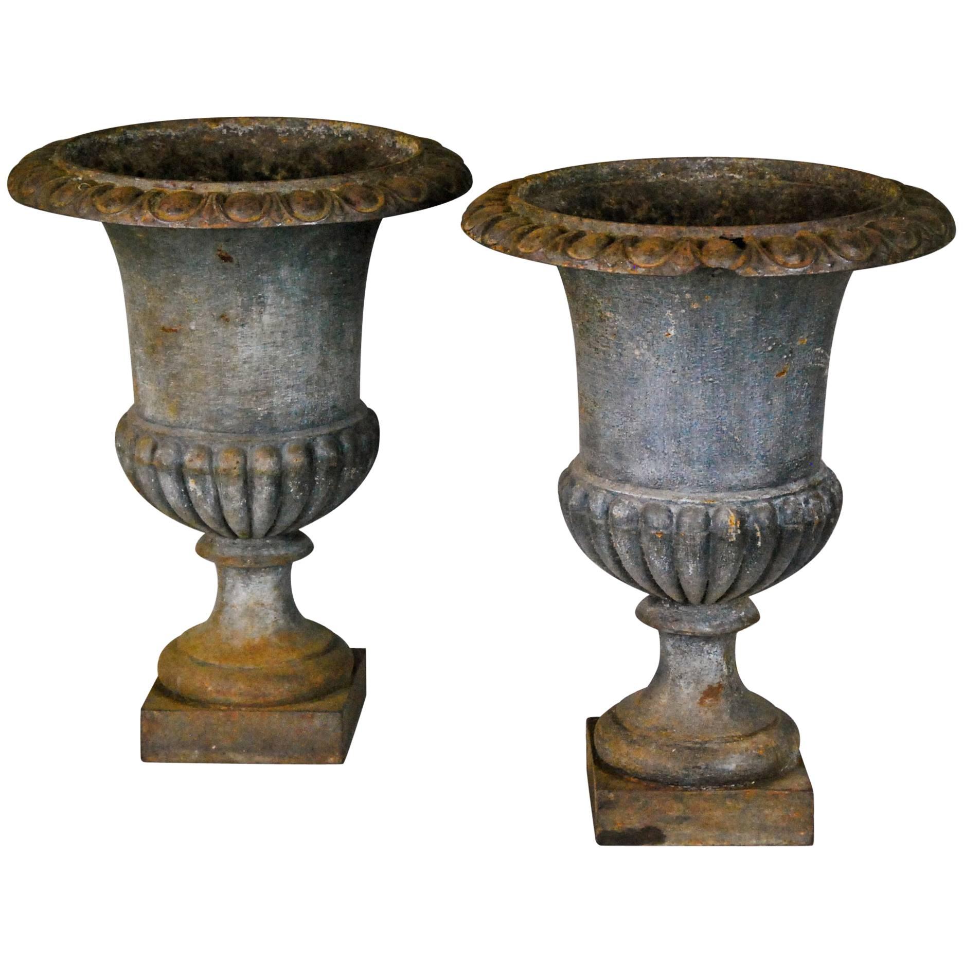 19th century Cast iron French urns