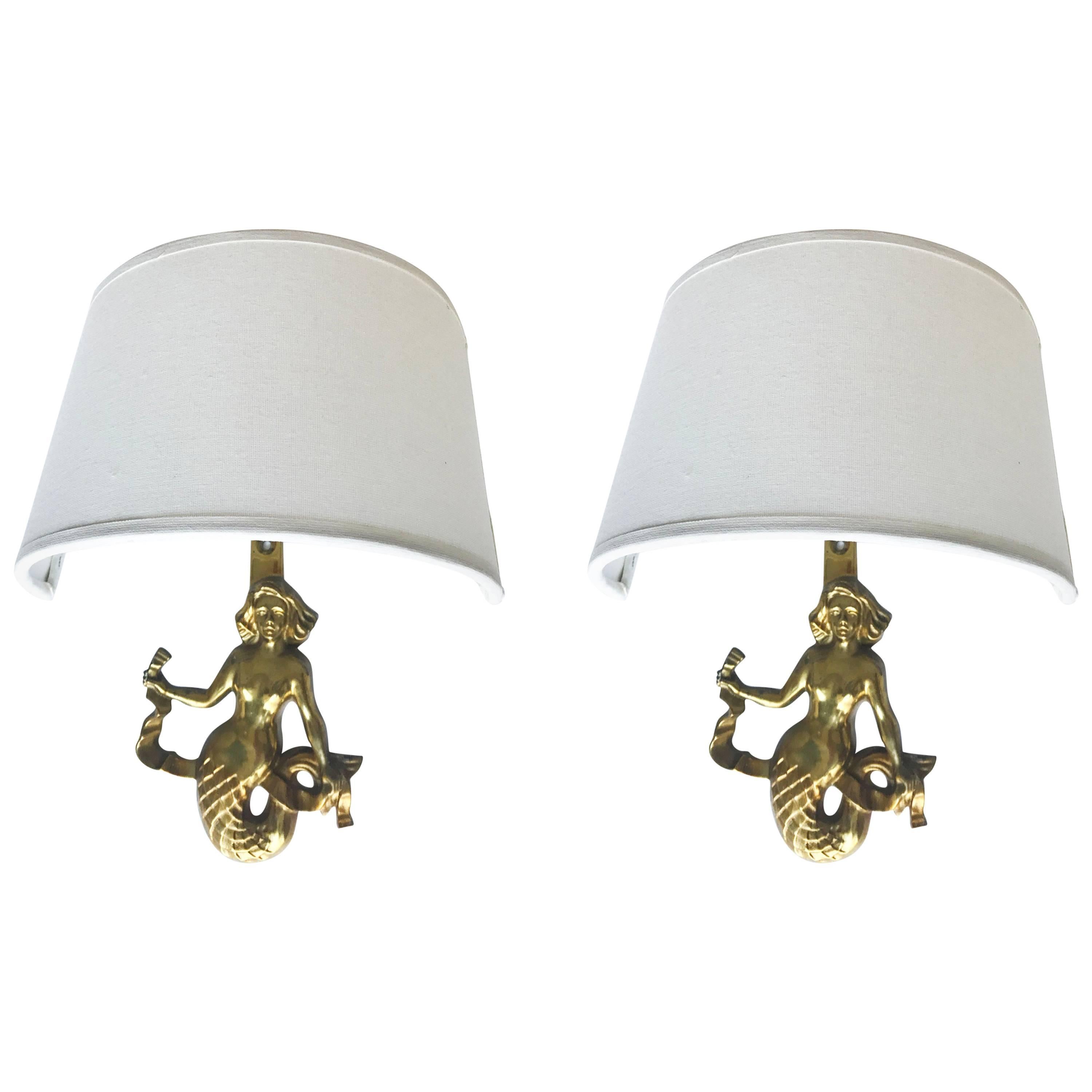 Pair of Guillemard Mermaids Sconces For Sale