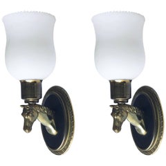 Pair of Maison Lancel Horse Sconces