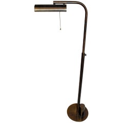 Elegant Adjustable Brass Floor Lamp with Bronze Patina by Charles Hollis Jones