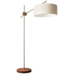 "Rotula" Minimalist Style Floor Lamp in Painted Steel and Pau Ferro Hardwood