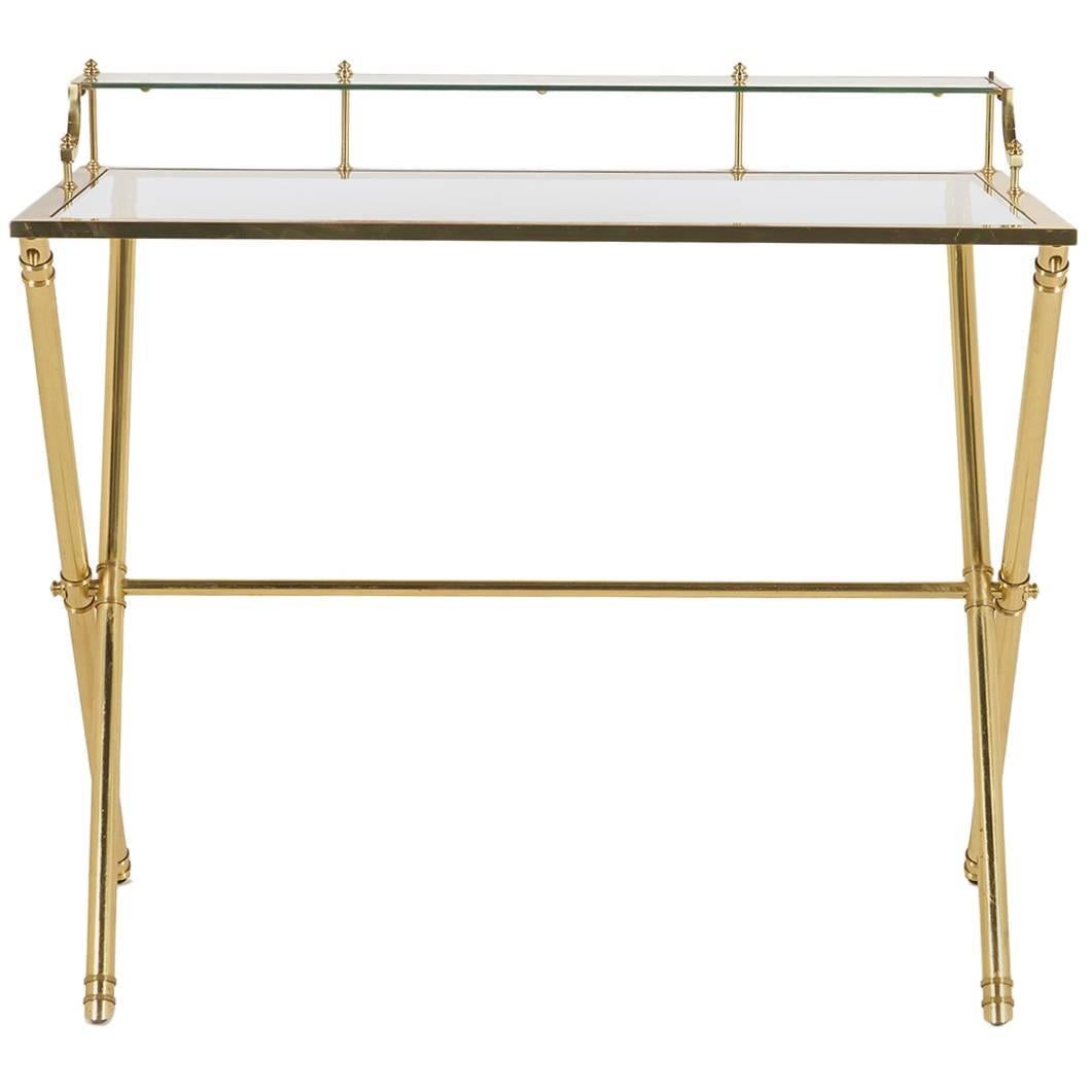 Mid-Century Modern Brass and Glass Desk 